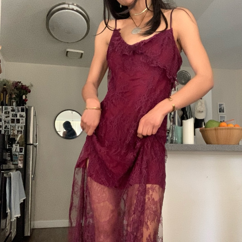 New Ubanoutfitters Plum Lace maxi dress- Prom dress✨